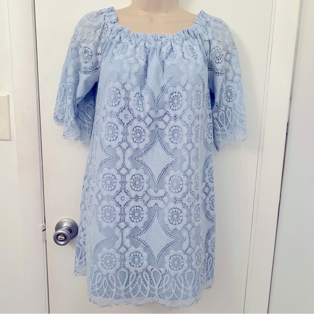 BB Dakota Soft Blue Lace Dress